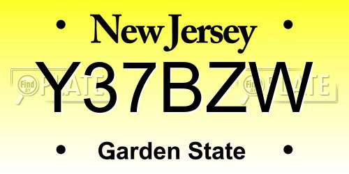 Y37BZW New Jersey License Plate