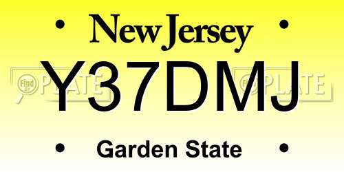 Y37DMJ New Jersey License Plate