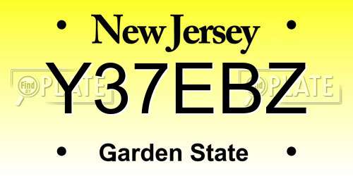 Y37EBZ New Jersey License Plate