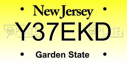 Y37EKD New Jersey License Plate