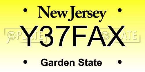 Y37FAX New Jersey License Plate