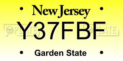 Y37FBF New Jersey License Plate