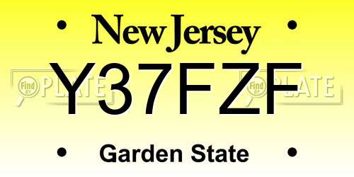 Y37FZF New Jersey License Plate