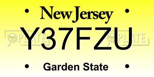Y37FZU New Jersey License Plate