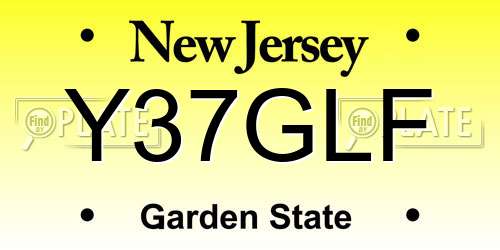 Y37GLF New Jersey License Plate