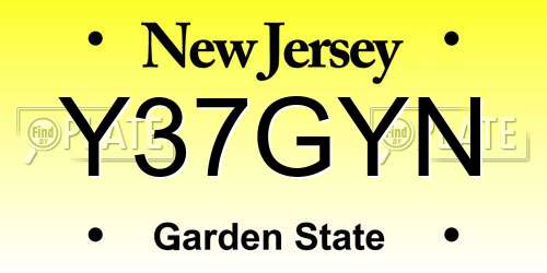 Y37GYN New Jersey License Plate