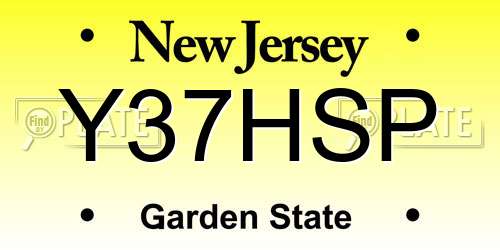 Y37HSP New Jersey License Plate