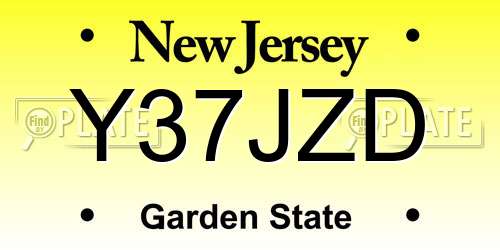 Y37JZD New Jersey License Plate