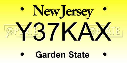 Y37KAX New Jersey License Plate