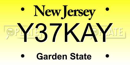 Y37KAY New Jersey License Plate
