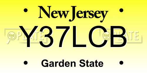 Y37LCB New Jersey License Plate