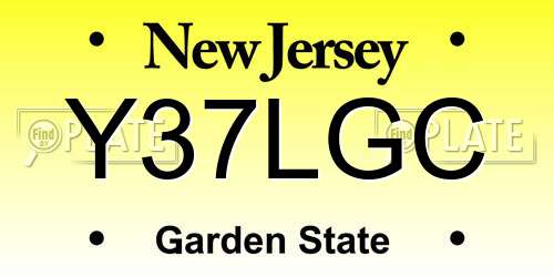 Y37LGC New Jersey License Plate