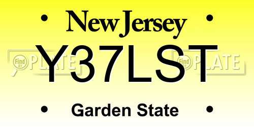 Y37LST New Jersey License Plate