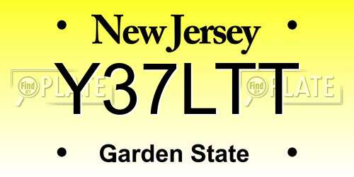Y37LTT New Jersey License Plate