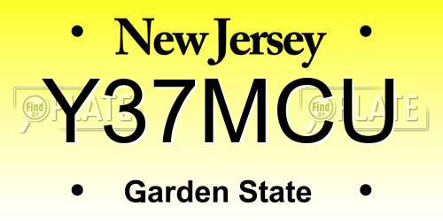 Y37MCU New Jersey License Plate