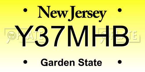 Y37MHB New Jersey License Plate