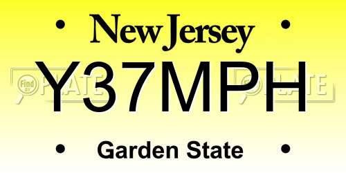 Y37MPH New Jersey License Plate