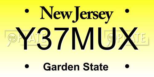 Y37MUX New Jersey License Plate