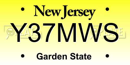 Y37MWS New Jersey License Plate