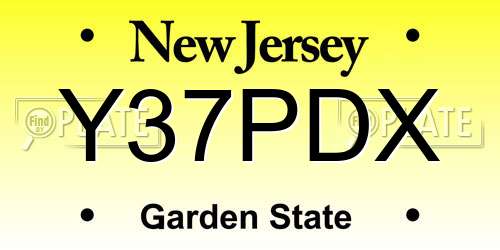 Y37PDX New Jersey License Plate