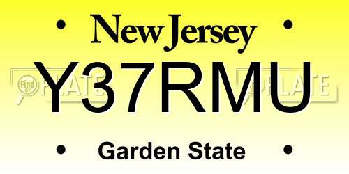 Y37RMU New Jersey License Plate