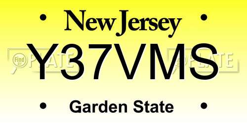 Y37VMS New Jersey License Plate