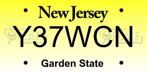 Y37WCN New Jersey License Plate