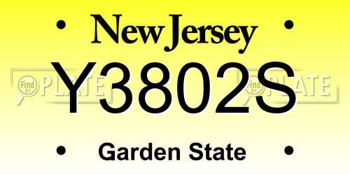 Y3802S New Jersey License Plate