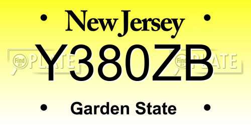 Y380ZB New Jersey License Plate