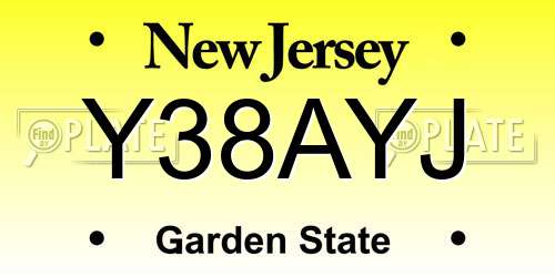 Y38AYJ New Jersey License Plate