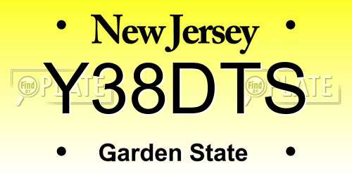 Y38DTS New Jersey License Plate