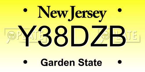 Y38DZB New Jersey License Plate