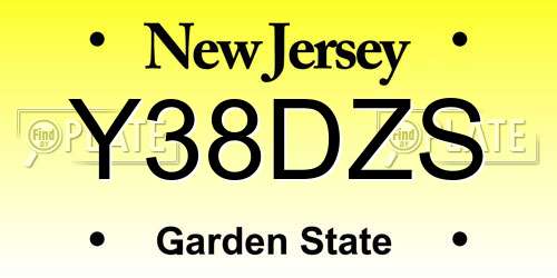 Y38DZS New Jersey License Plate