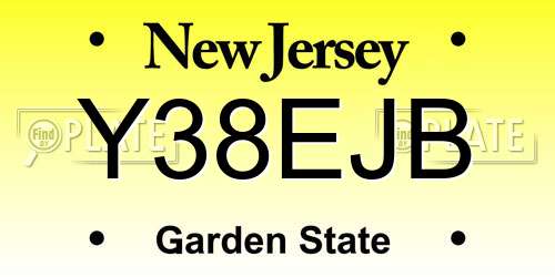 Y38EJB New Jersey License Plate