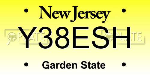 Y38ESH New Jersey License Plate