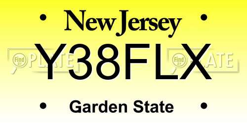 Y38FLX New Jersey License Plate
