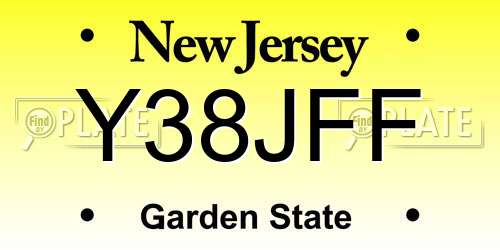 Y38JFF New Jersey License Plate