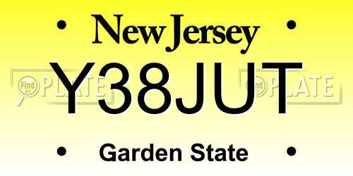Y38JUT New Jersey License Plate