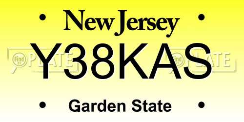 Y38KAS New Jersey License Plate