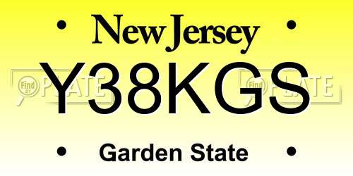 Y38KGS New Jersey License Plate