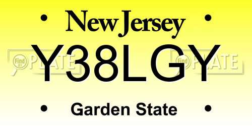 Y38LGY New Jersey License Plate