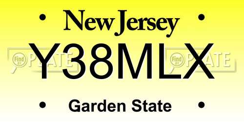 Y38MLX New Jersey License Plate
