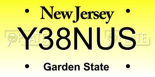 Y38NUS New Jersey License Plate
