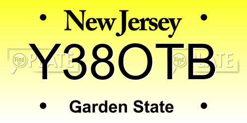Y38OTB New Jersey License Plate