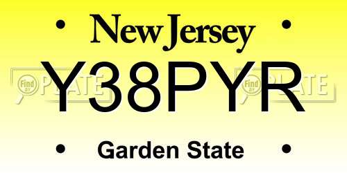 Y38PYR New Jersey License Plate