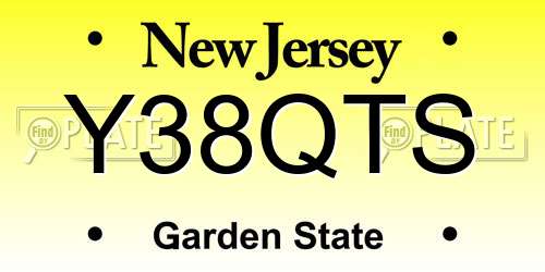 Y38QTS New Jersey License Plate