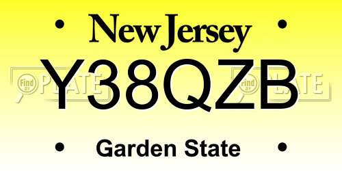 Y38QZB New Jersey License Plate