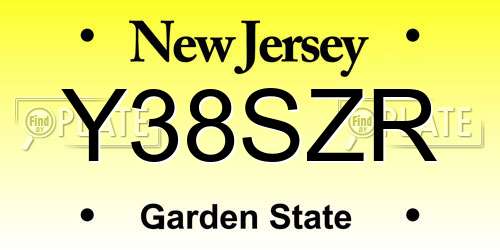 Y38SZR New Jersey License Plate