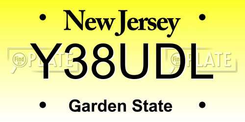 Y38UDL New Jersey License Plate