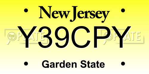 Y39CPY New Jersey License Plate